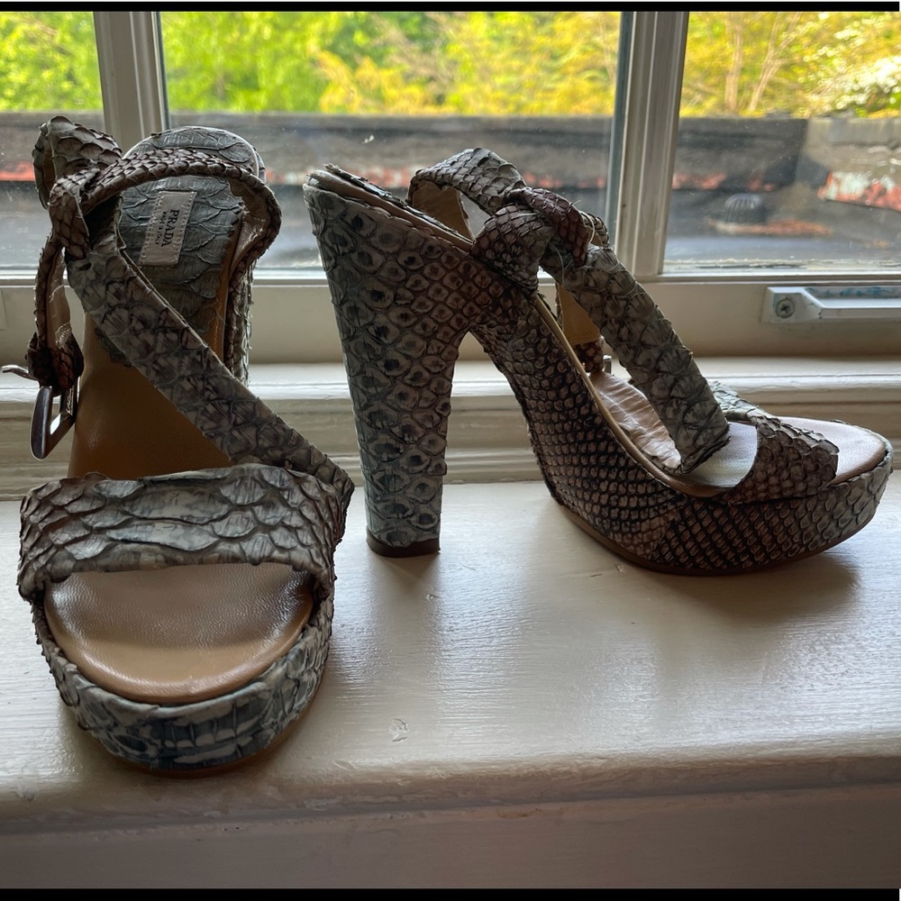 Prada vintage python sandal heels